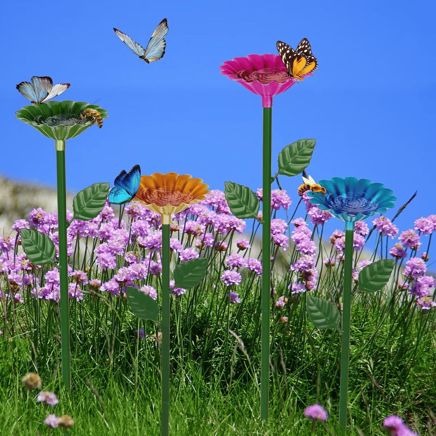 🐝🌷Bee and Butterfly Water Feeder with Flower Design🎁BUY MORE SAVE MORE