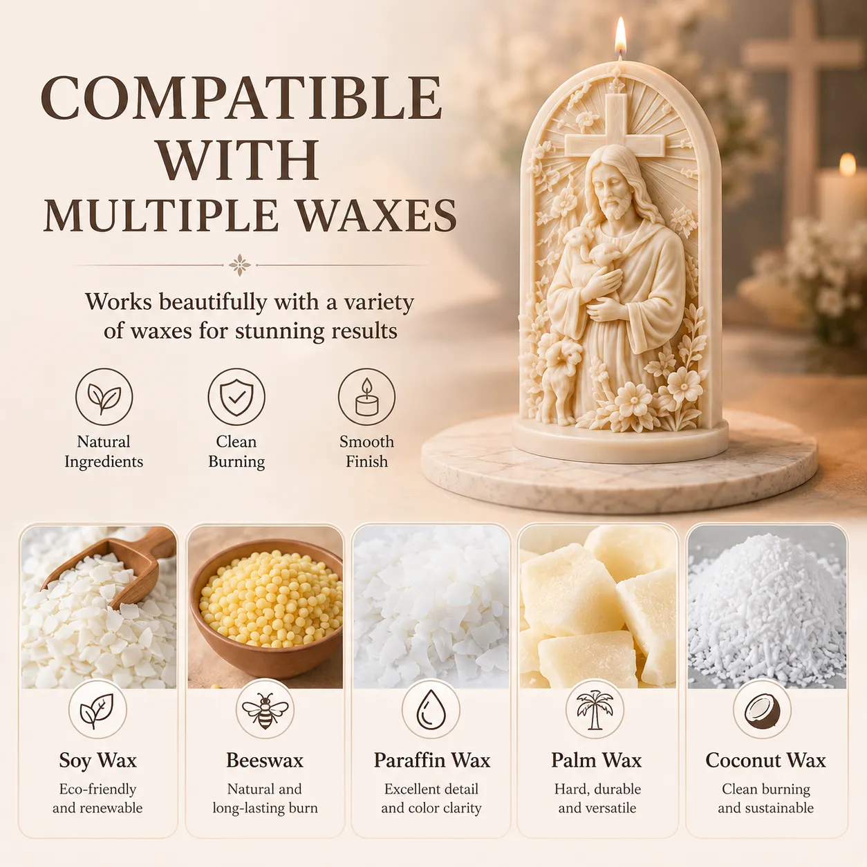 ⏳70% OFF – ✝️ Good Shepherd Jesus 3D Candle Mold Set