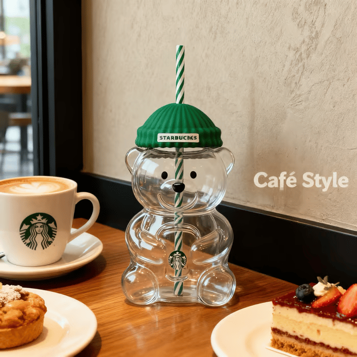 🔥Christmas Hot Sale 70% OFF- 🐻Bearista Glass Straw Cup ✨