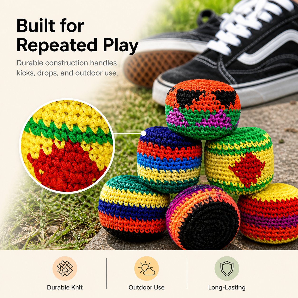 🔥 Summer Sale Up to 70% OFF!🟣6/12/24PCS Knitted Hacky Sack Set