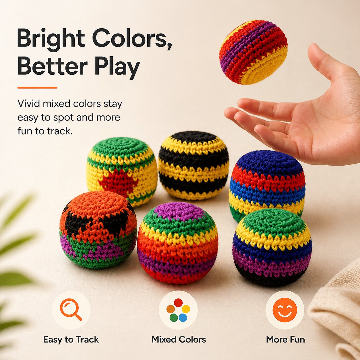 🔥 Summer Sale Up to 70% OFF!🟣6/12/24PCS Knitted Hacky Sack Set