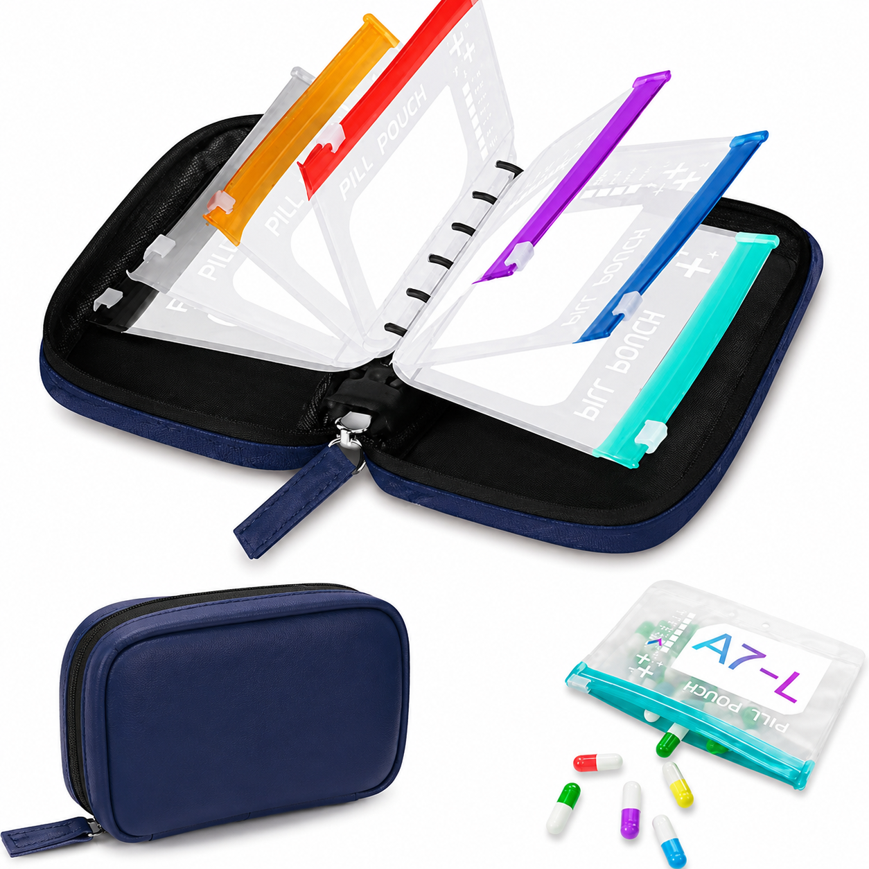 💊A8 Waterproof Pill Pouch Set – 7 to 14 Days of Meds & Vitamins💧Waterproof & Crush-Resistant Shell