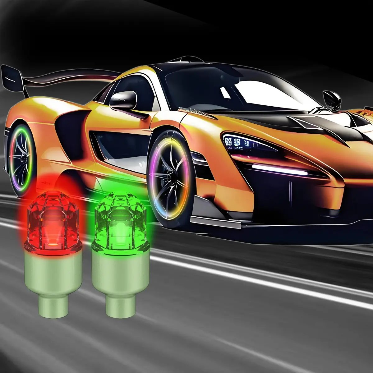 🔥LAST DAY 50% OFF✨ Vibration-Sensitive LED Tire Valve Caps🏎️