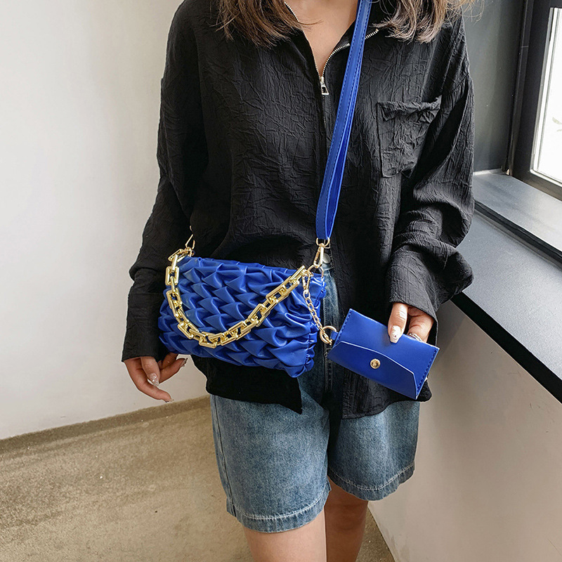 Summer new fashion pleated two-piece shoulder messenger bag