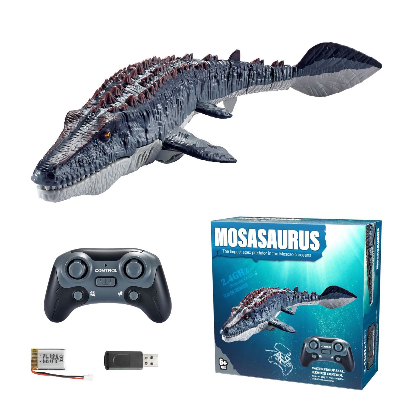 2.4GHz wireless charging remote control simulation Mosasaurus water to