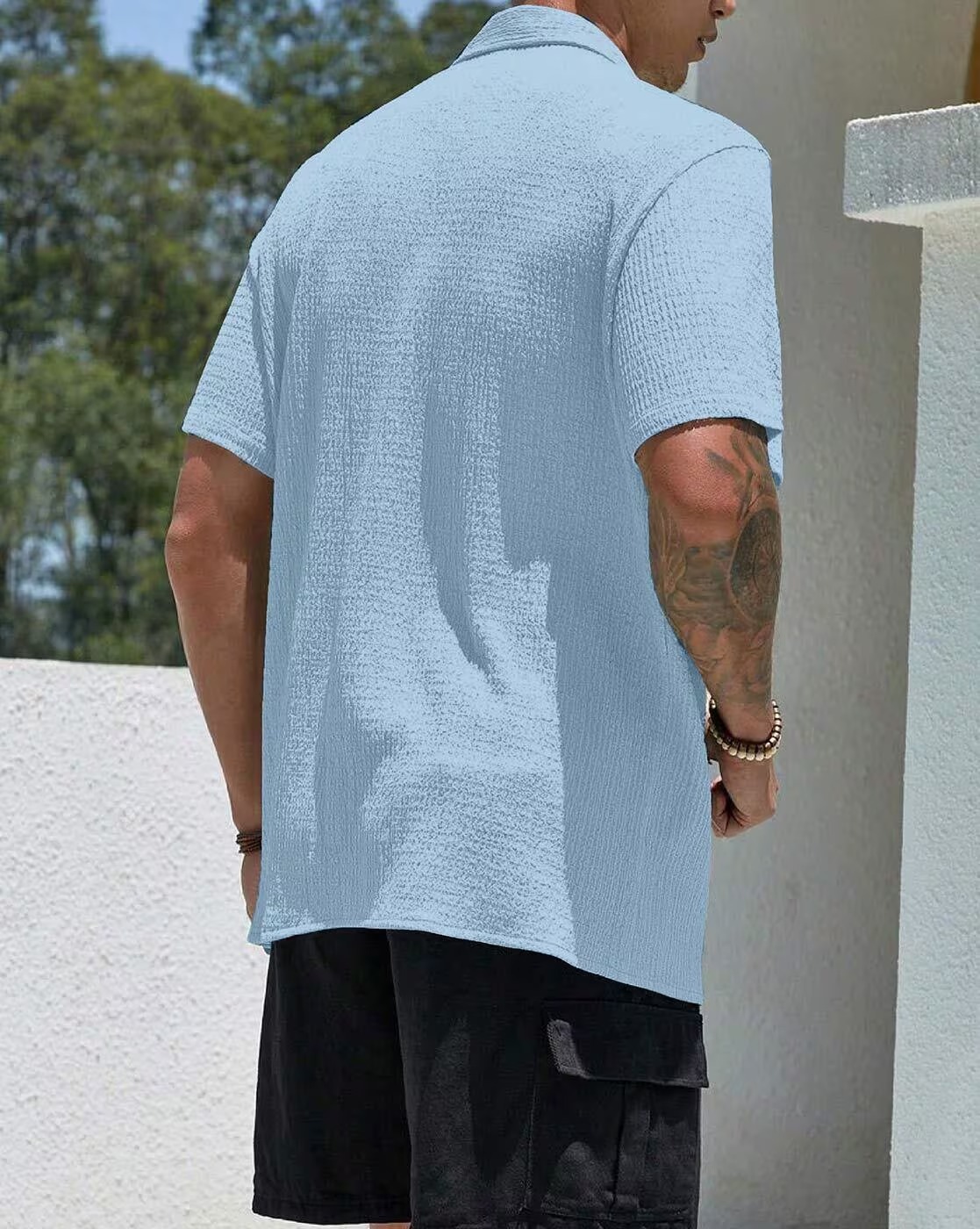 Men Shirt with Spread Collar