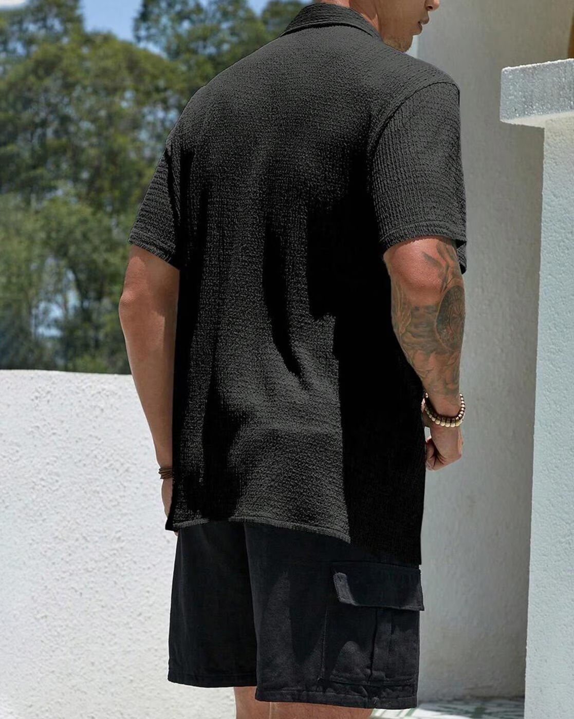 Men Shirt with Spread Collar