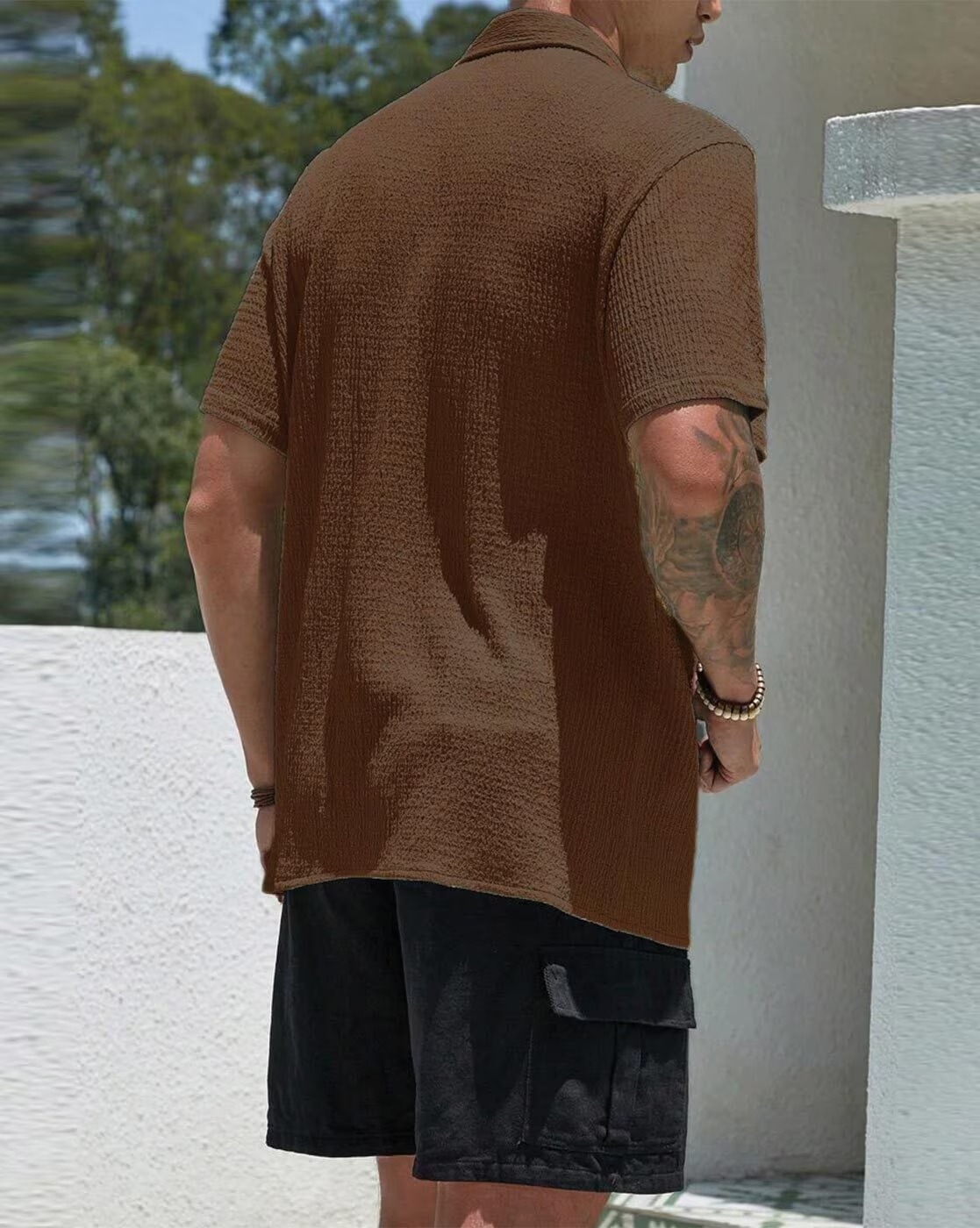 Men Shirt with Spread Collar