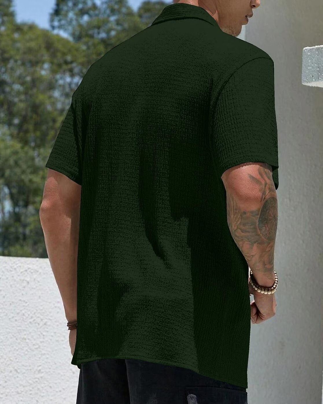 Men Shirt with Spread Collar