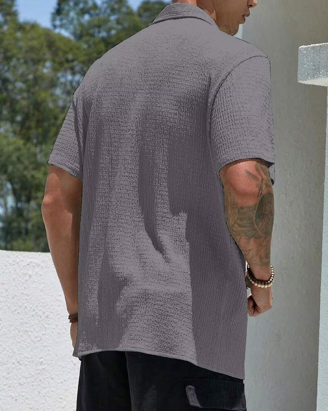 Men Shirt with Spread Collar