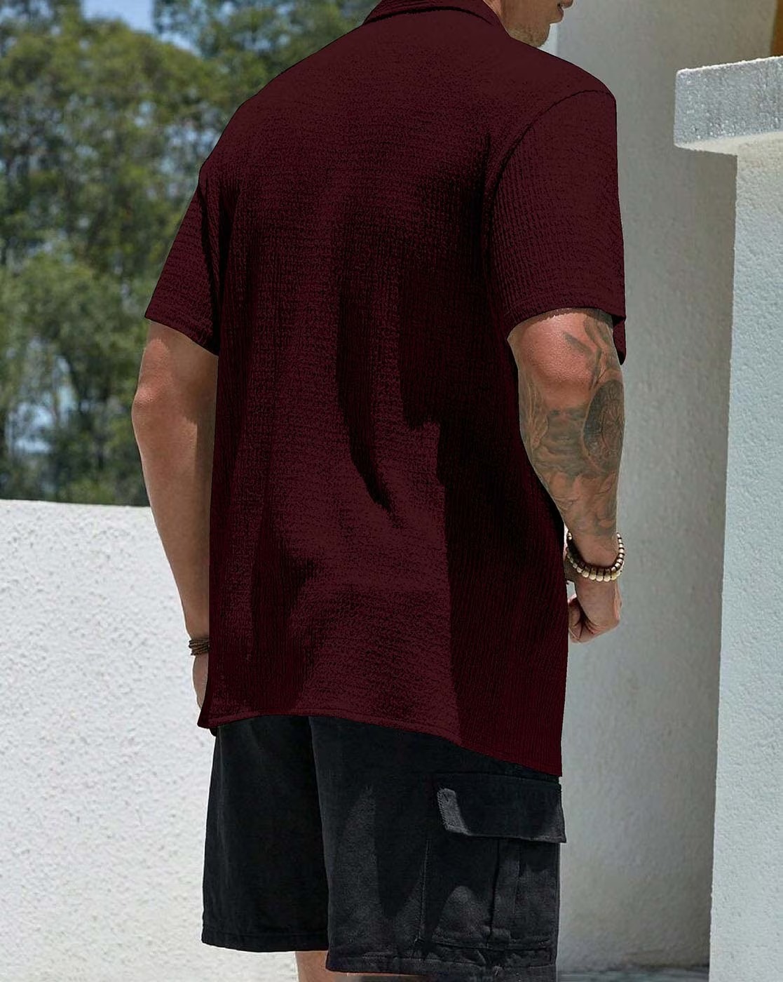 Men Shirt with Spread Collar