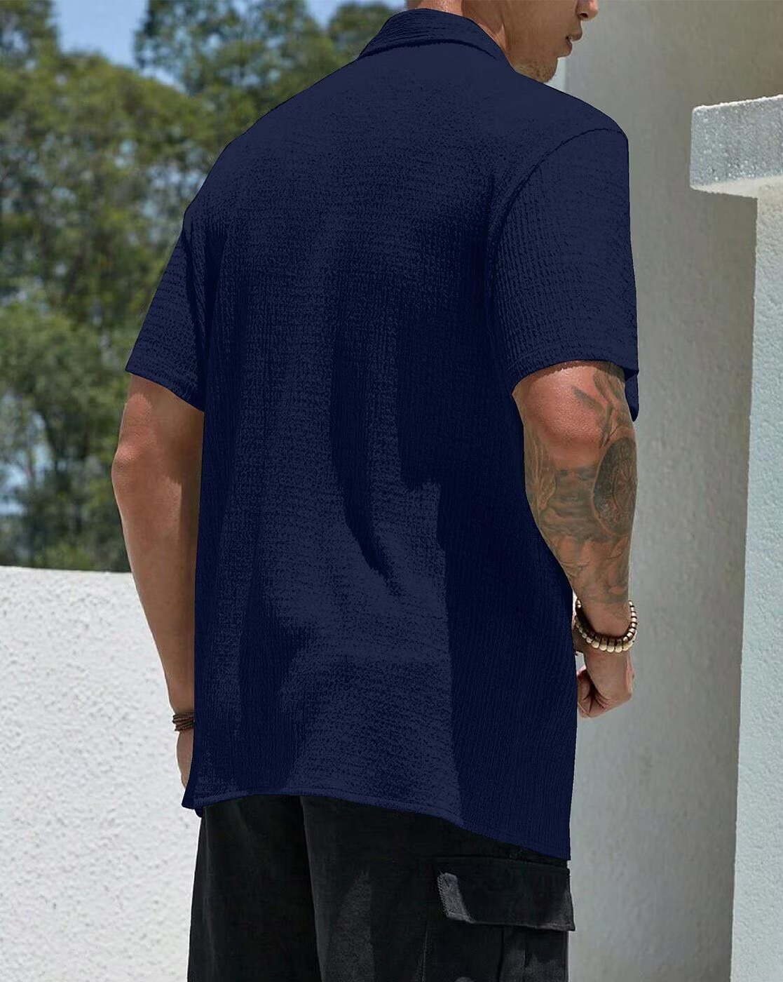 Men Shirt with Spread Collar