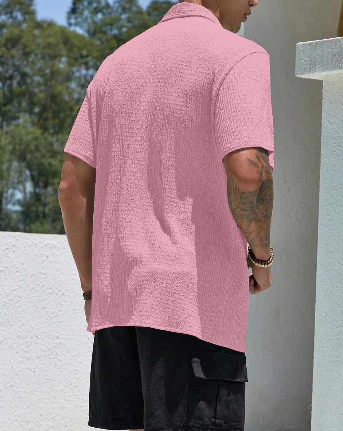 Men Shirt with Spread Collar