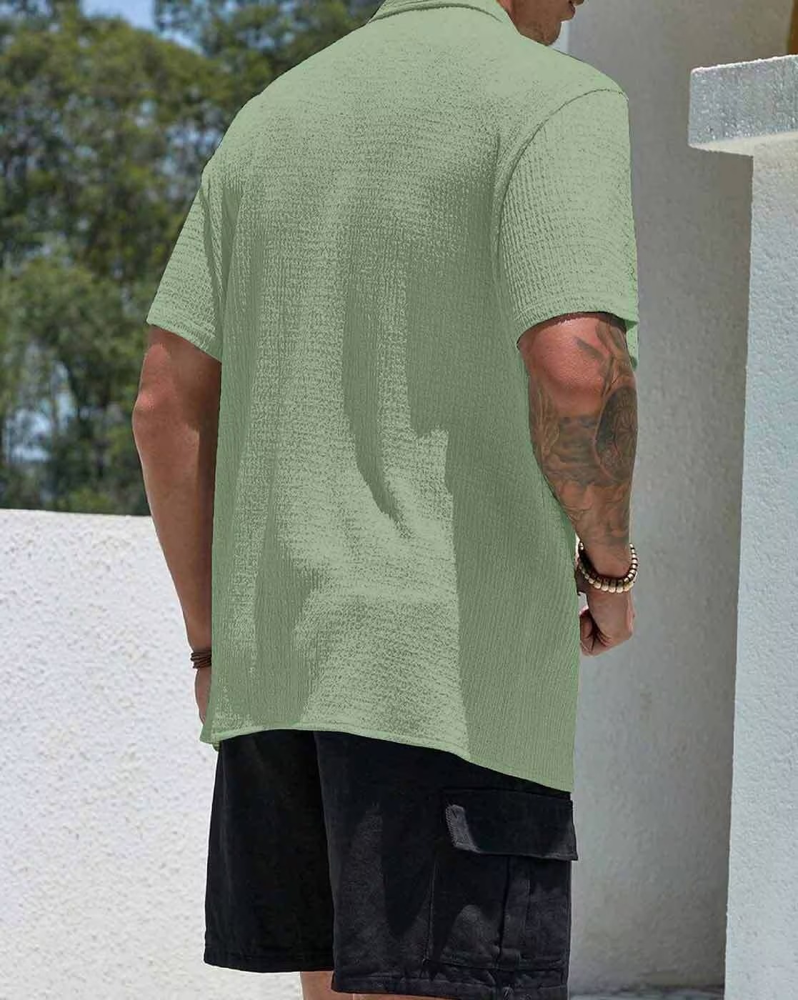 Men Shirt with Spread Collar