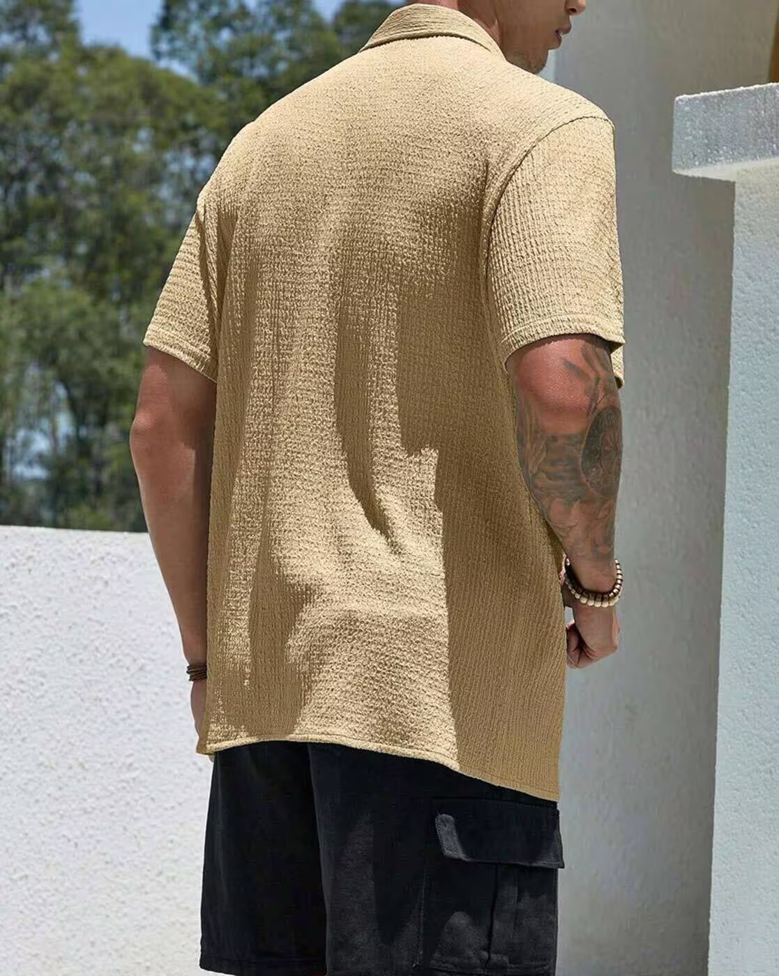 Men Shirt with Spread Collar