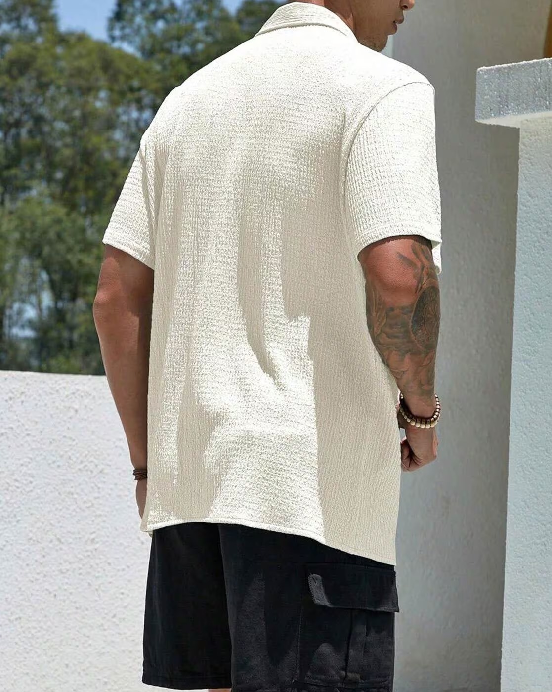 Men Shirt with Spread Collar