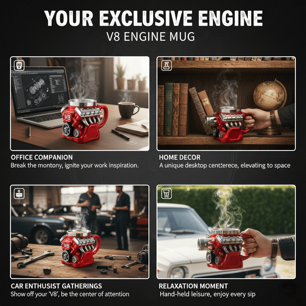 ⚡✨Ultimate V8 Engine Stainless Steel 3D Mug & A Gearhead's Dream 
