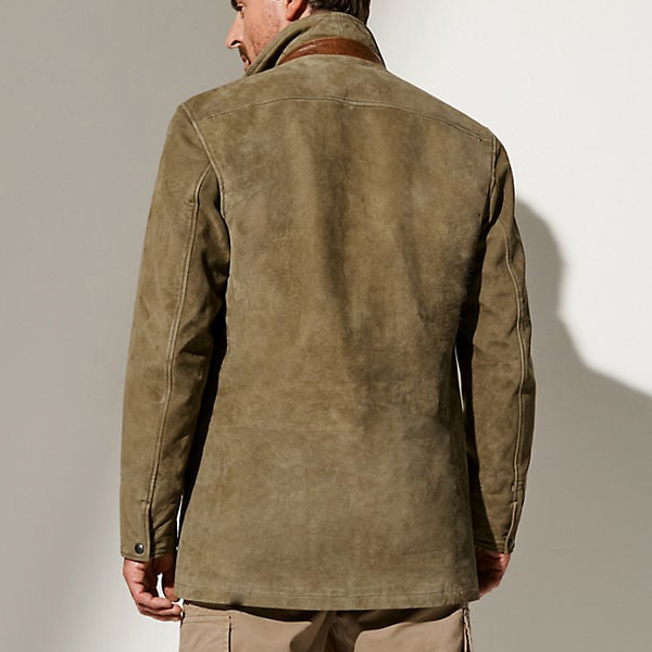 Men Vintage Carlsbad Calfskin Leather Blazer With Merino Shearling Collar