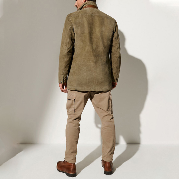 Men Vintage Carlsbad Calfskin Leather Blazer With Merino Shearling Collar