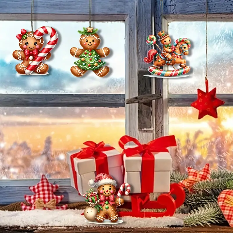 [  des Clients] Ensemble de 12 D&eacute;corations de No&euml;l   de Bonhommes en Pain d&Eacute;pice - D&eacute;corations en Bois Mignonnes pour Arbre & Mini  , Parfaites pour les C&eacute;l&eacute;brations Int&eacute;rieures - Cadeau de No&euml;l Id&eacute;al, Parfait pour la D&eacute;coration de Chambre d&eacute;tails 3