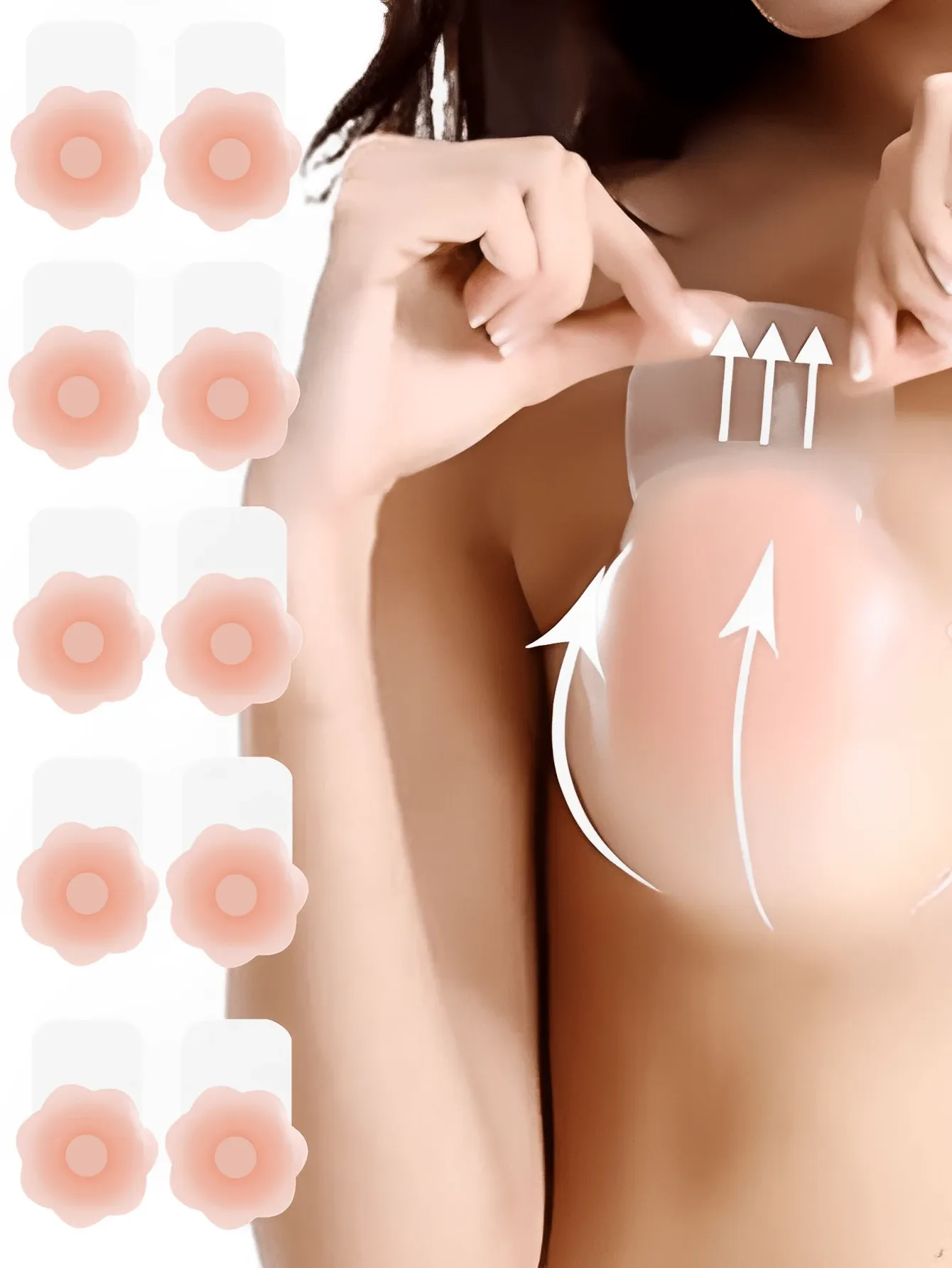 2pcs/set, silicone invisible bra lift, skin color. Suitable for wedding, backless tops, with anti-drooping, push-up, anti-exposure and anti-bump functions