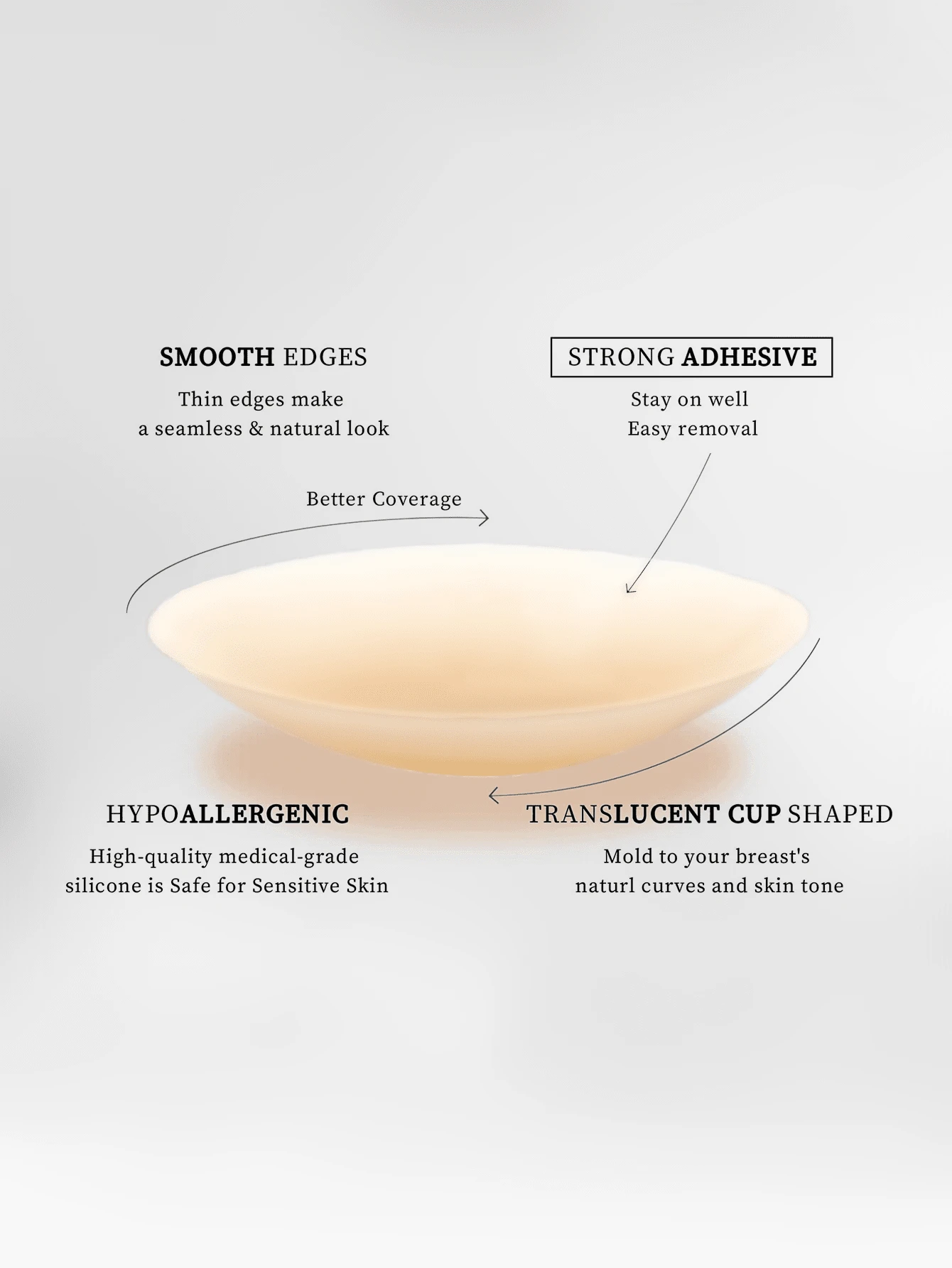 2pcs/set, silicone invisible bra lift, skin color. Suitable for wedding, backless tops, with anti-drooping, push-up, anti-exposure and anti-bump functions