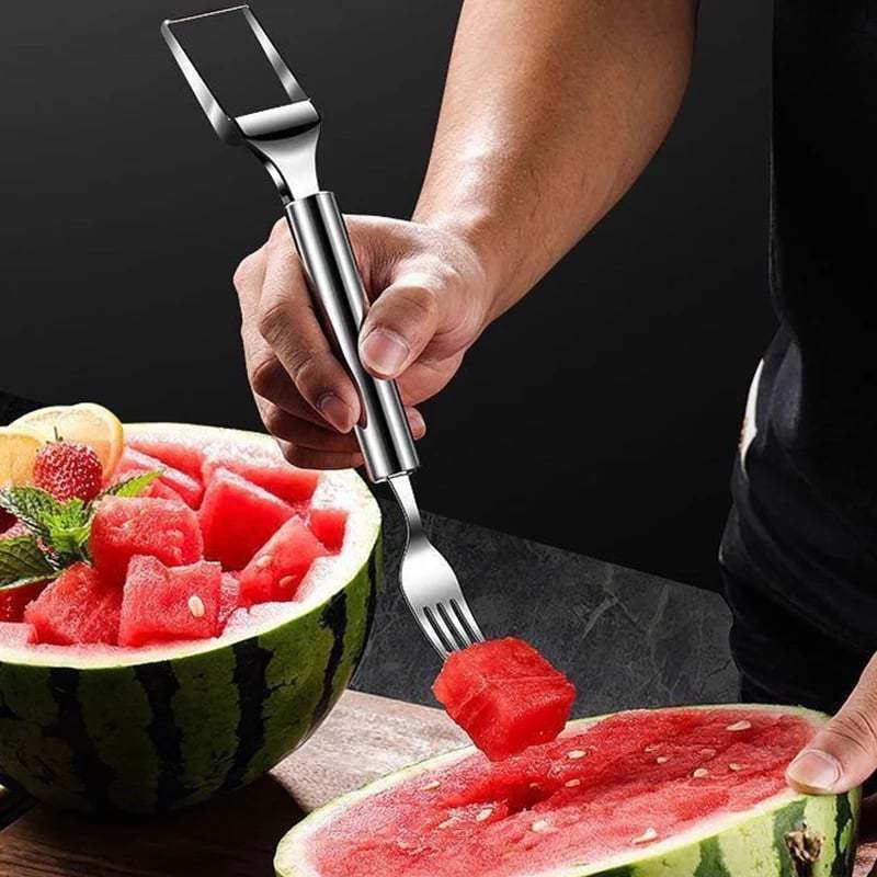 🍉 Effortless Fruit Prep-✨ 2-in-1 Fruit Cutter & Fork – For Quick and Easy Fruit Serving! 🍓