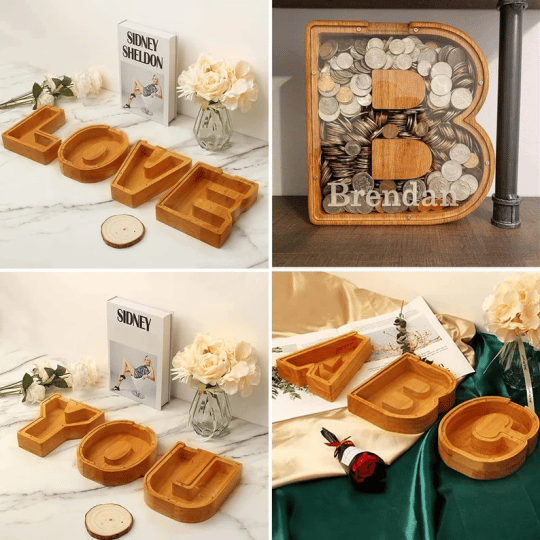 🎁Best Children's Gift-💰👪 26 Letters personalized-wooden-letter-piggy-bank
