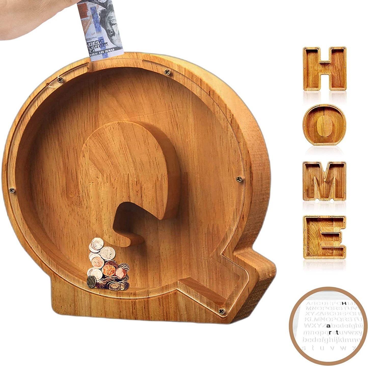 🎁Best Children's Gift-💰👪 26 Letters personalized-wooden-letter-piggy-bank