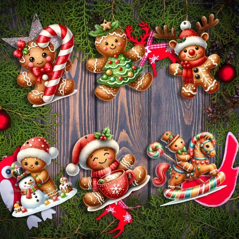 [  des Clients] Ensemble de 12 D&eacute;corations de No&euml;l   de Bonhommes en Pain d&Eacute;pice - D&eacute;corations en Bois Mignonnes pour Arbre & Mini  , Parfaites pour les C&eacute;l&eacute;brations Int&eacute;rieures - Cadeau de No&euml;l Id&eacute;al, Parfait pour la D&eacute;coration de Chambre d&eacute;tails 4