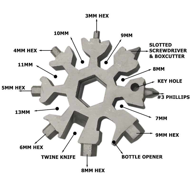 Snowflake - MultiTool 18-in-1 Stainless Steel Portable for Outdoor Adventure❄️