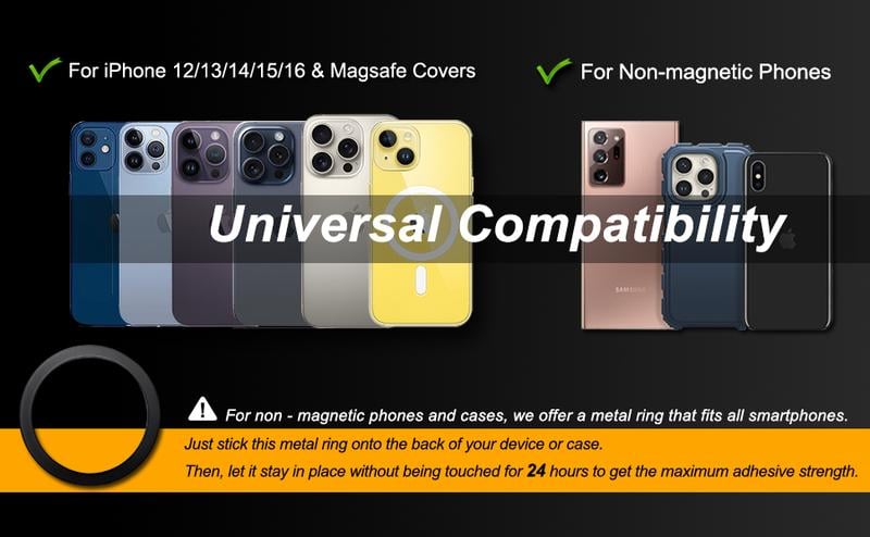Product Introduction of 360° Adjustable Vacuum Magnetic Phone Holder, Suction Cup Phone Mount for Magsafe, Portable Cell Phone Holder for Car,Makeup/Gym/Mirror, Fit for All iphone iphone 11 and above 2