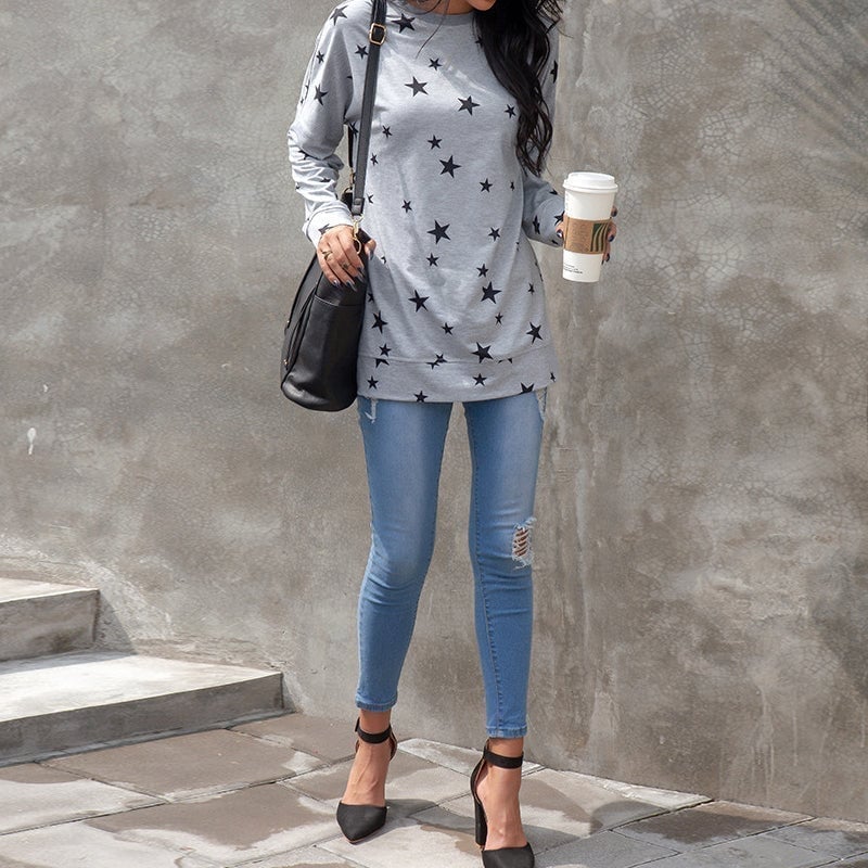 🔥Last day Sale OFF🔥-Oversized Long Sleeve Star T-Shirt