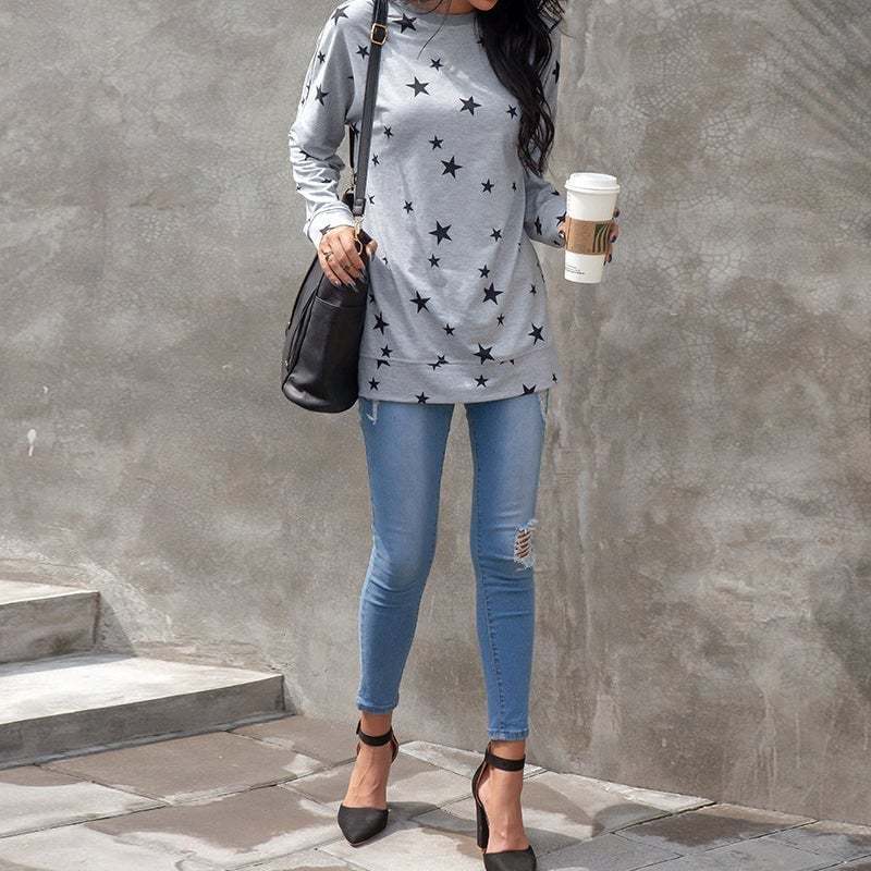 🔥Last day Sale OFF🔥-Oversized Long Sleeve Star T-Shirt