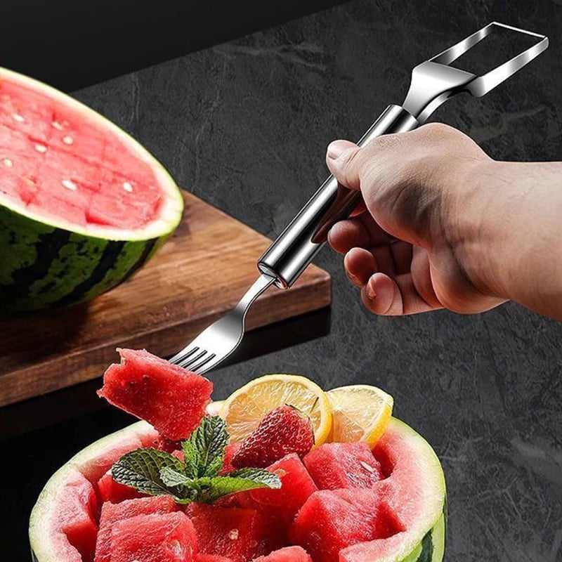 🍉 Effortless Fruit Prep-✨ 2-in-1 Fruit Cutter & Fork – For Quick and Easy Fruit Serving! 🍓