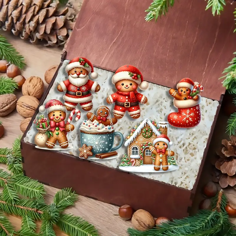 [  des Clients] Ensemble de 12 D&eacute;corations de No&euml;l   de Bonhommes en Pain d&Eacute;pice - D&eacute;corations en Bois Mignonnes pour Arbre & Mini  , Parfaites pour les C&eacute;l&eacute;brations Int&eacute;rieures - Cadeau de No&euml;l Id&eacute;al, Parfait pour la D&eacute;coration de Chambre d&eacute;tails 2