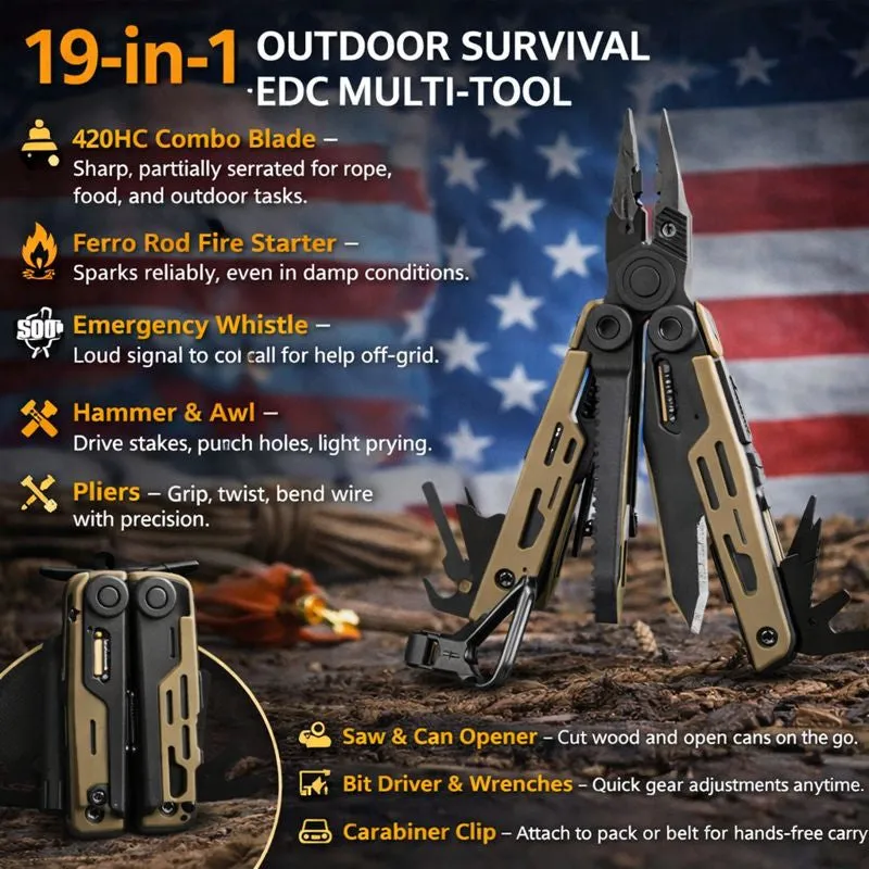 Factory Limited-Time Offer💥 19-in-1 Outdoor Survival EDC Multi-Tool🛠️.