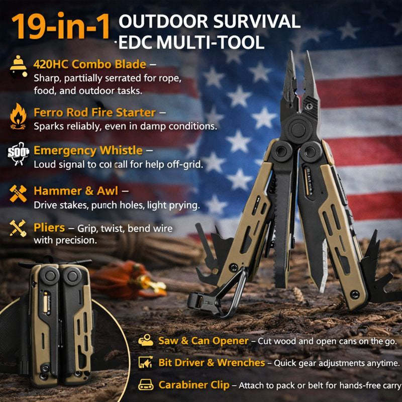 Factory Limited-Time Offer💥 19-in-1 Outdoor Survival EDC Multi-Tool🛠️.