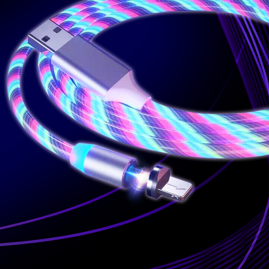 360 degree blind suction magnetic streamer charging cable(Equipped with three heads, suitable for Android and Apple)