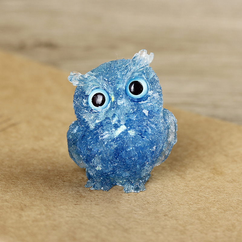 Natural Crystal Owl Ornaments Resin High-End Niche Desktop Small Ornaments Cute Home Decoration Gifts