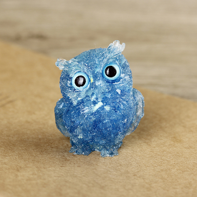 Natural Crystal Owl Ornaments Resin High-End Niche Desktop Small Ornaments Cute Home Decoration Gifts