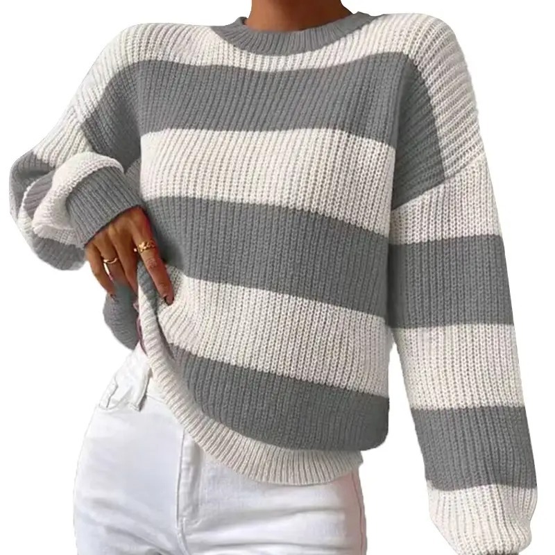 Striped Contrast Pullover Sweater