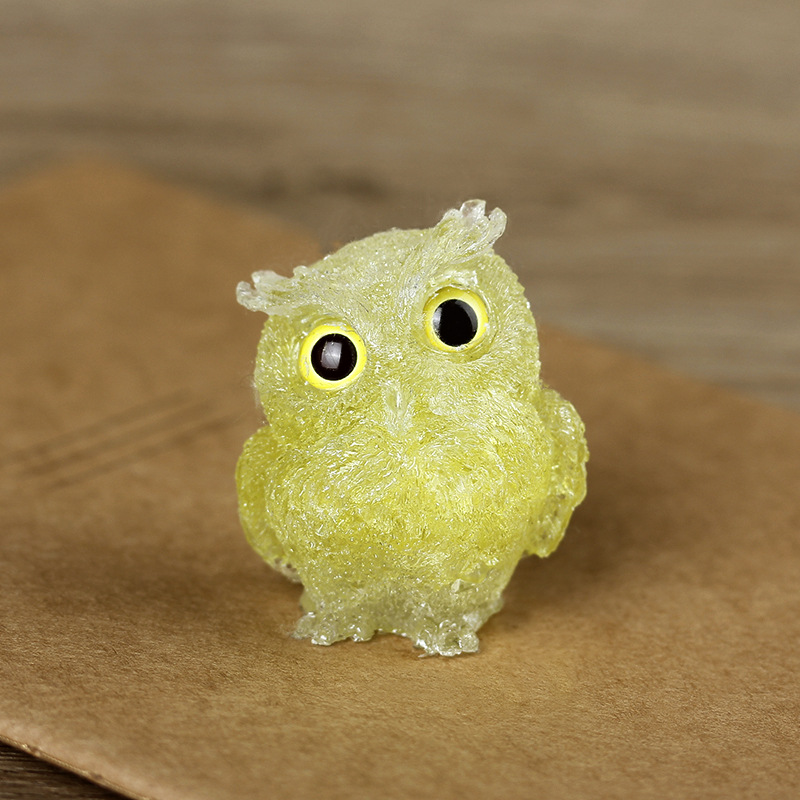 Natural Crystal Owl Ornaments Resin High-End Niche Desktop Small Ornaments Cute Home Decoration Gifts