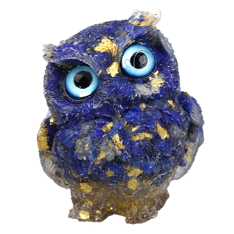 Natural Crystal Owl Ornaments Resin High-End Niche Desktop Small Ornaments Cute Home Decoration Gifts