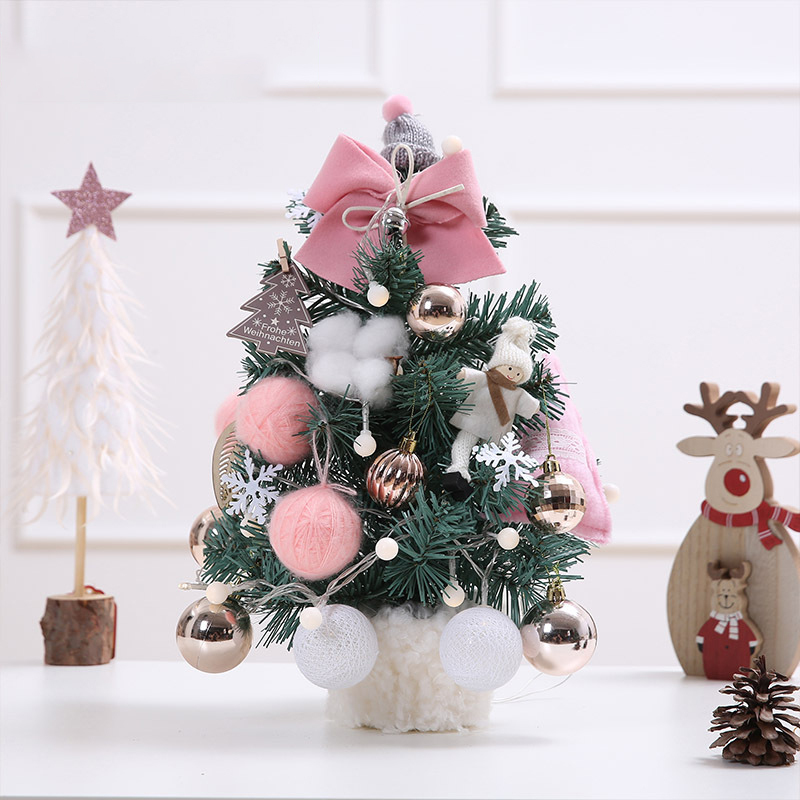 Flocked Pink Mini Christmas Tree Set (Free Shipping for Two Pieces)
