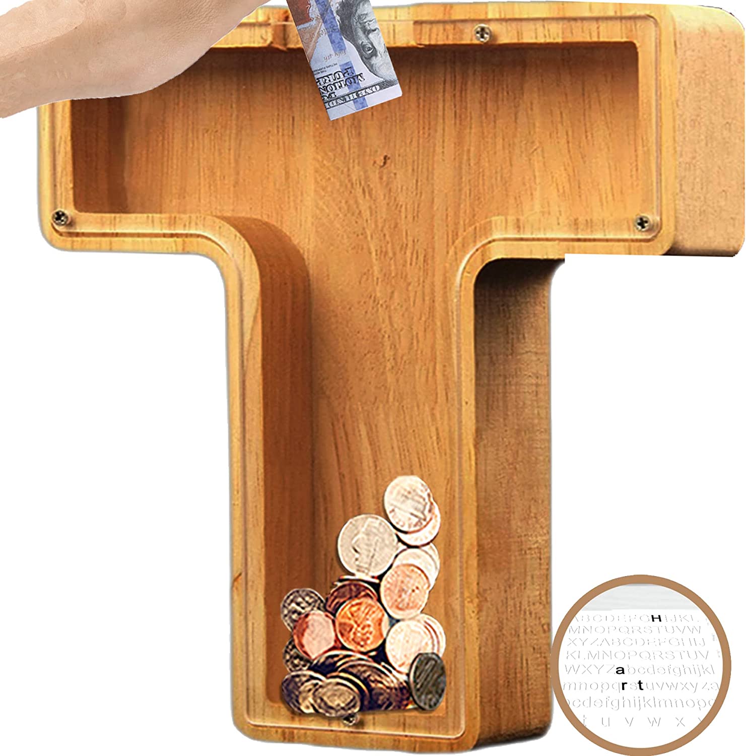 🎁Best Children's Gift-💰👪 26 Letters personalized-wooden-letter-piggy-bank