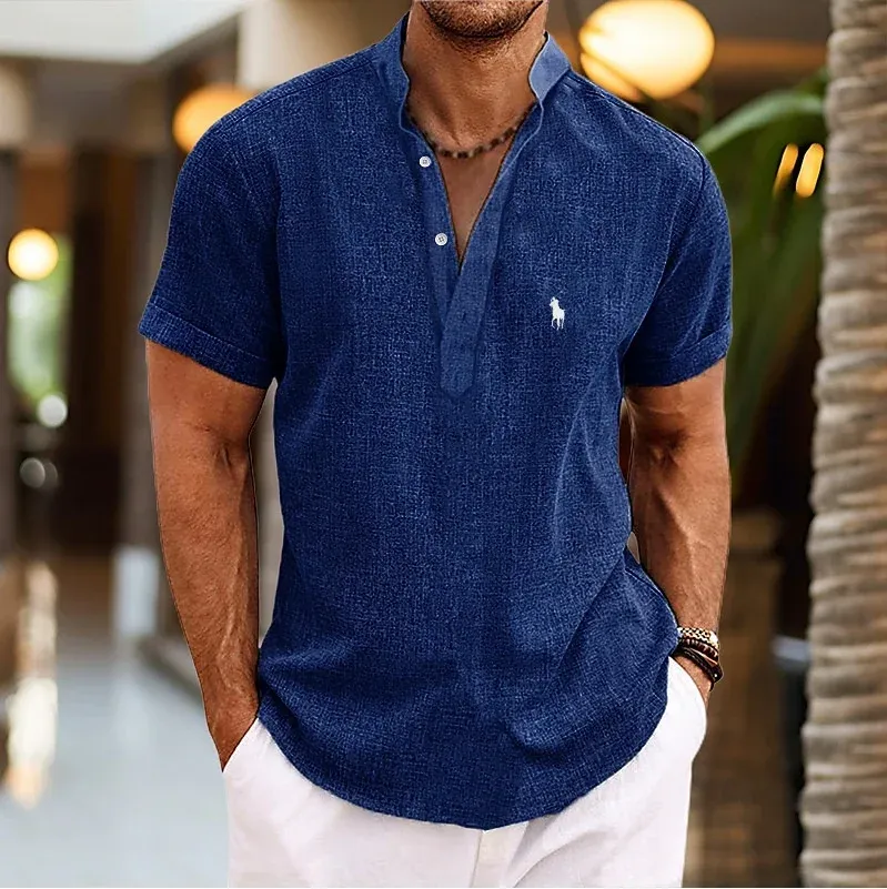2024 Hot Sale Stand Collar Short Sleeve Shirt