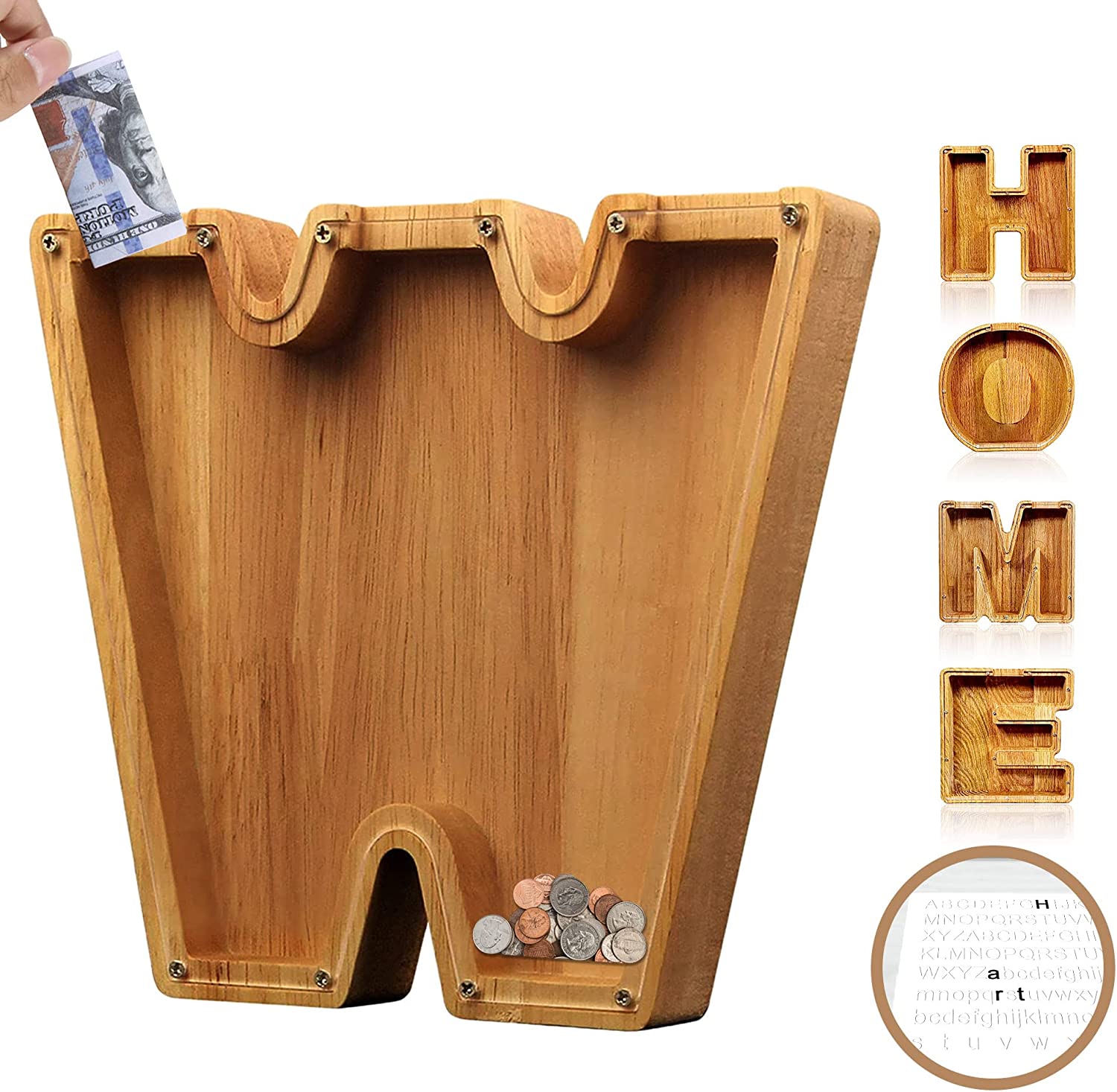 🎁Best Children's Gift-💰👪 26 Letters personalized-wooden-letter-piggy-bank