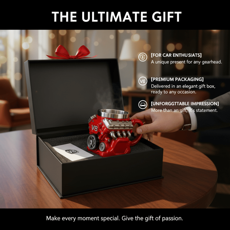 ⚡✨Ultimate V8 Engine Stainless Steel 3D Mug & A Gearhead's Dream 