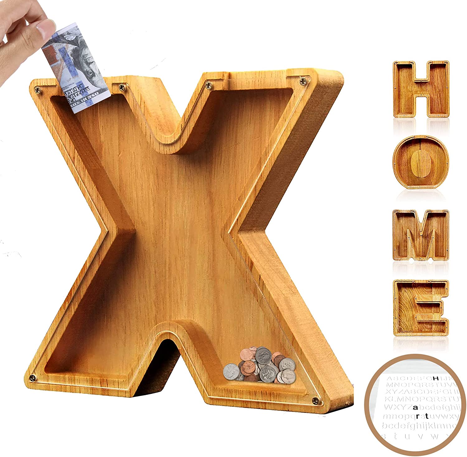 🎁Best Children's Gift-💰👪 26 Letters personalized-wooden-letter-piggy-bank